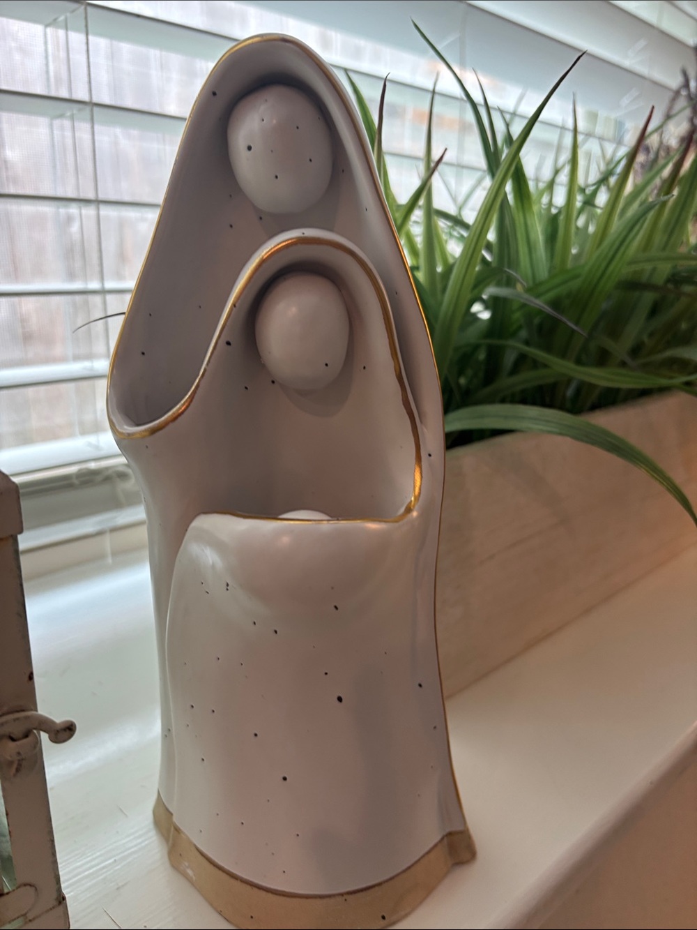 White and Gold Abstract Ceramic Nativity Sculpture - from Dillards